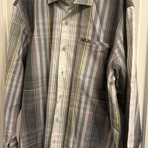 Stylish Gray Plaid Button-Down Tommy Bahama Shirt